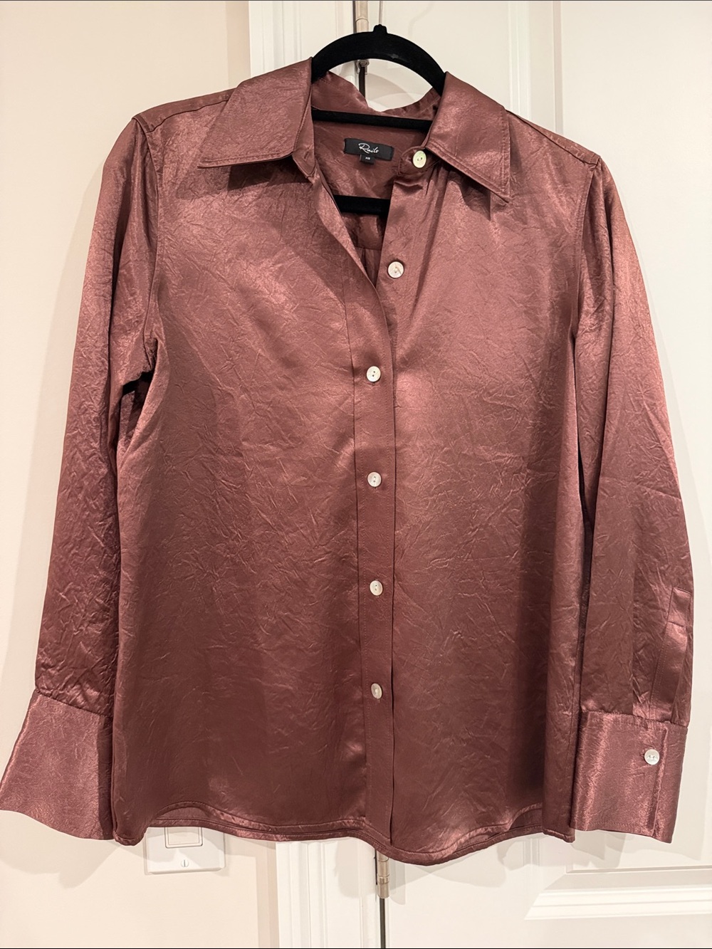 Rails Satin Button-Down Shirt in Rosewood